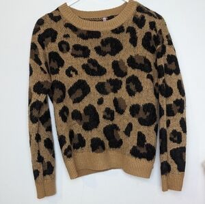 Animal Print Boho Boxy Sweater Women's Size Medium